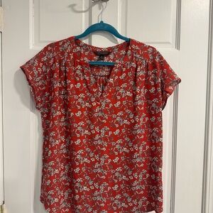 Banana Republic Floral Red Blouse